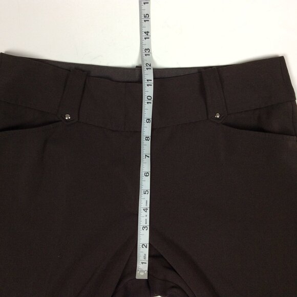 BCBG MaxAzria High Rise Trouser Pants Stretch Career Academia Brown 12 - Picture 5 of 6